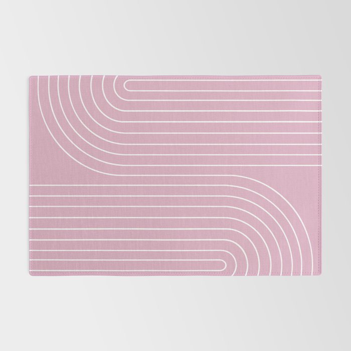 Minimal Line Curvature LXXVI Blush Pink Mid Century Modern Arch Abstract Rug Gallery Image 2