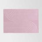 Minimal Line Curvature LXXVI Blush Pink Mid Century Modern Arch Abstract Rug Gallery Image 2
