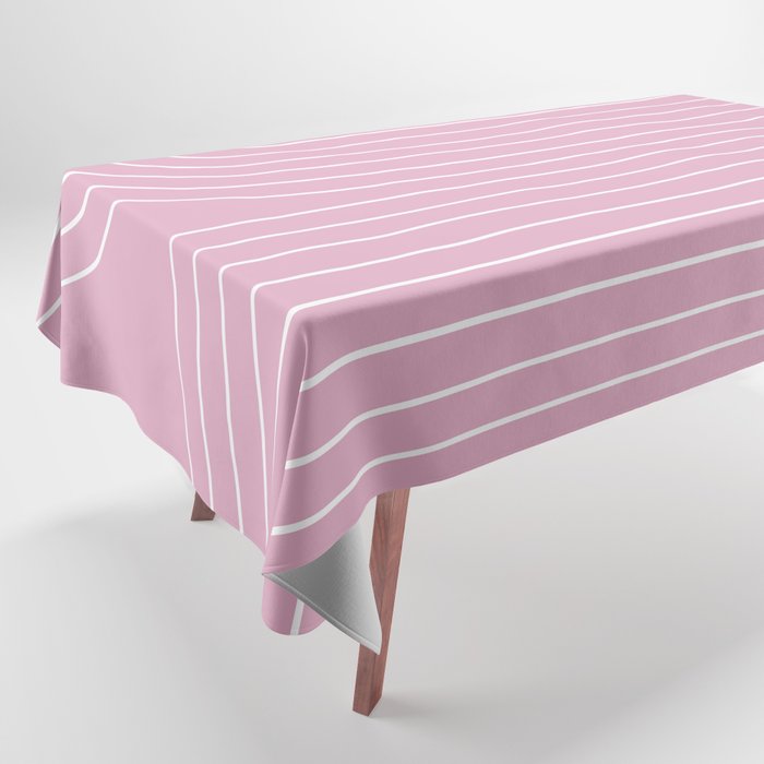 Minimal Line Curvature LXXVI Blush Pink Mid Century Modern Arch Abstract Tablecloth Gallery Image 1