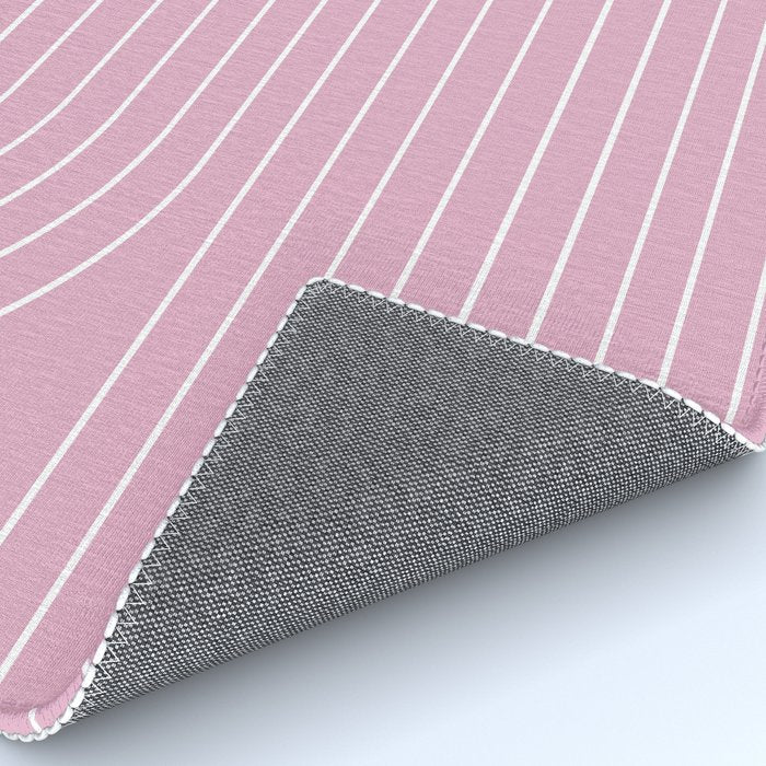 Minimal Line Curvature LXXVI Blush Pink Mid Century Modern Arch Abstract Rug Gallery Image 4
