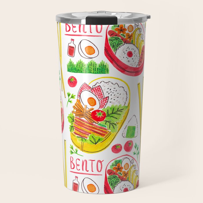 Japanese Bento Rice Lunch Box with Chopsticks & Onigiri Travel Mug Gallery Image 1