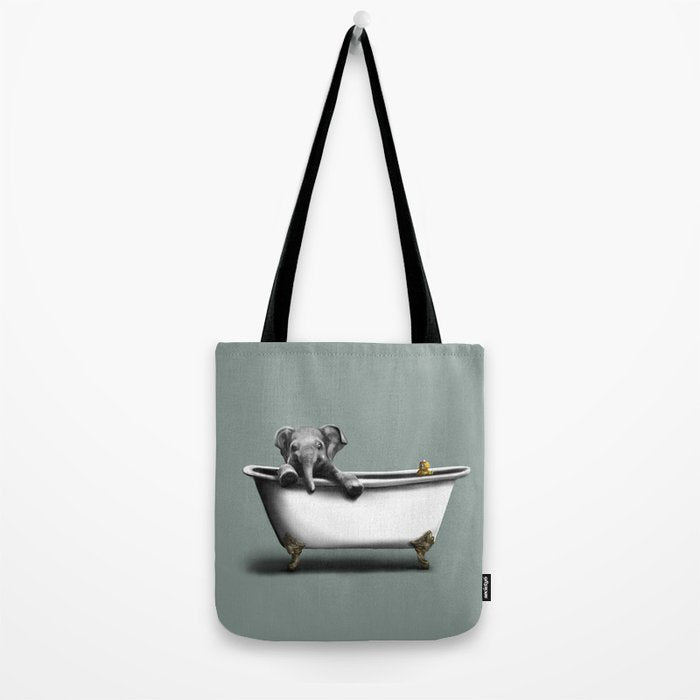 Elephant in Bath Tote Bag Gallery Image 2