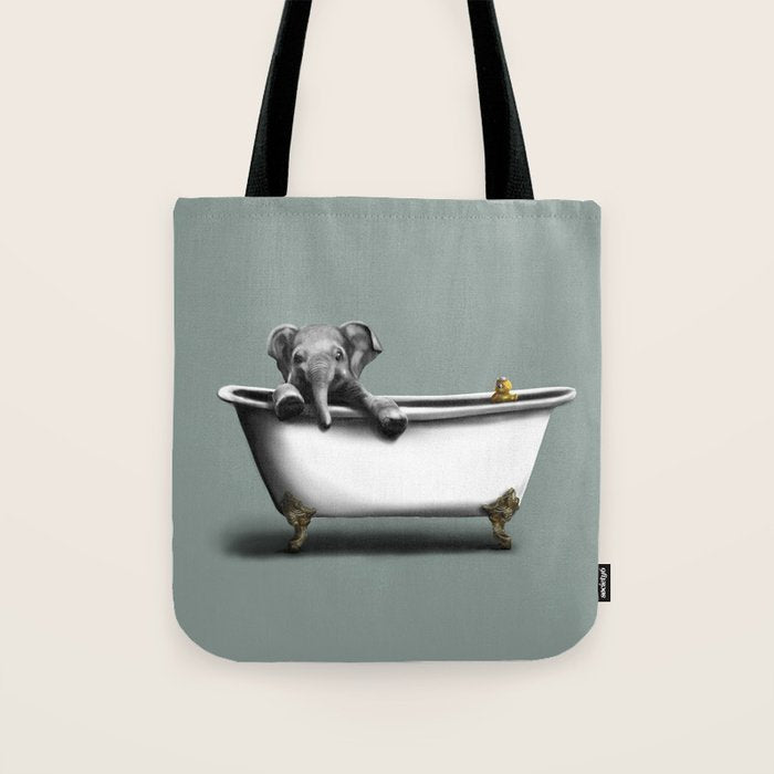 Elephant in Bath Tote Bag Gallery Image 1