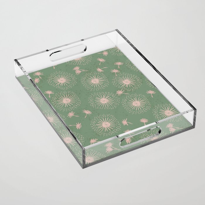Make A Wish Dandelion Pattern in Sage Green & Peach Acrylic Tray Gallery Image 1