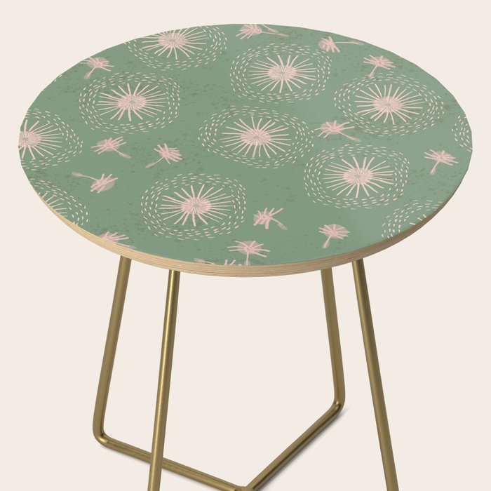 Make A Wish Dandelion Pattern in Sage Green & Peach Side Table Gallery Image 2