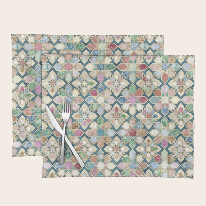 Muted Moroccan Mosaic Tiles Placemat Gallery Image 1