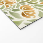 Watercolor Peony pattern in yellow and olive green Welcome Mat Gallery Image 2