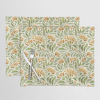 Watercolor Peony pattern in yellow and olive green Placemat Gallery Image 1