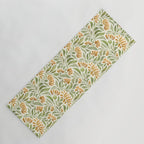 Watercolor Peony pattern in yellow and olive green Yoga Mat Gallery Image 1