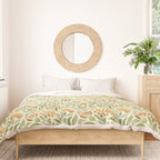 Watercolor Peony pattern in yellow and olive green Duvet Cover Gallery Image 3