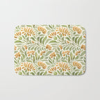 Watercolor Peony pattern in yellow and olive green Bath Mat Gallery Image 1