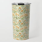 Watercolor Peony pattern in yellow and olive green Travel Mug Gallery Image 1