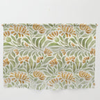 Watercolor Peony pattern in yellow and olive green Wall Hanging Gallery Image 1