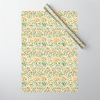Watercolor Peony pattern in yellow and olive green Wrapping Paper Gallery Image 1
