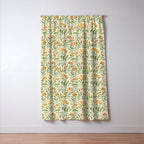 Watercolor Peony pattern in yellow and olive green Window Curtain Gallery Image 3