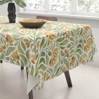 Watercolor Peony pattern in yellow and olive green Tablecloth Gallery Image 3