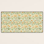 Watercolor Peony pattern in yellow and olive green Desk Mat Gallery Image 3