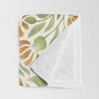Watercolor Peony pattern in yellow and olive green Throw Blanket Gallery Image 3