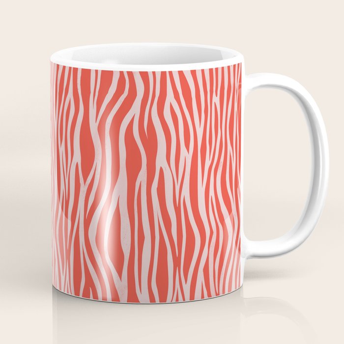 Dopamine Zebra Stripe Animal Print In Red Coffee Mug Gallery Image 1