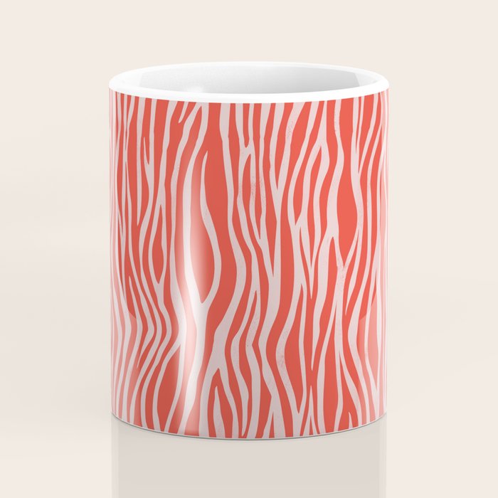 Dopamine Zebra Stripe Animal Print In Red Coffee Mug Gallery Image 4