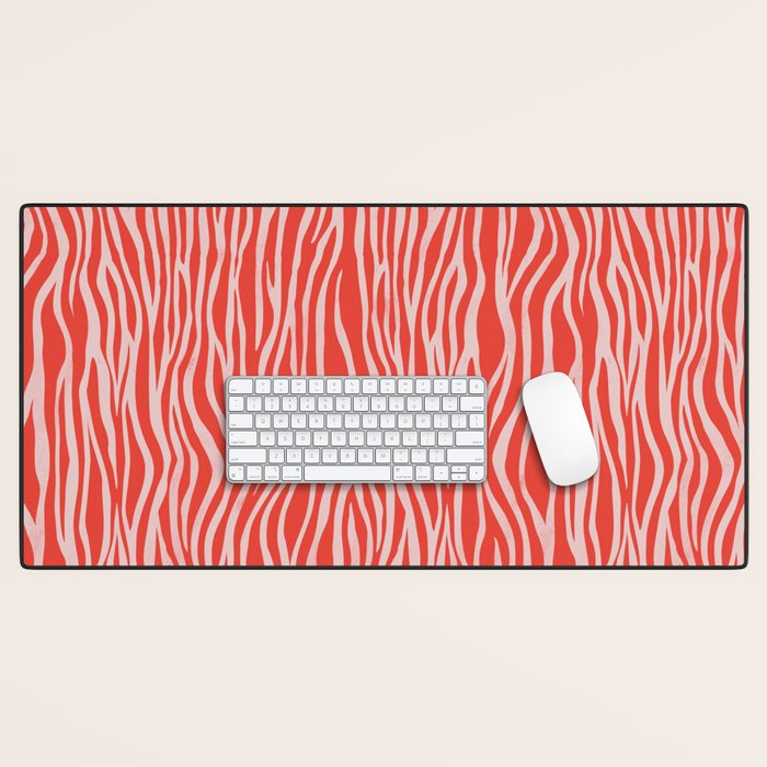 Dopamine Zebra Stripe Animal Print In Red Desk Mat Gallery Image 1