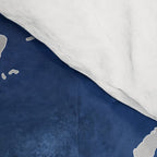 Dark blue watercolor and grey world map Comforter Gallery Image 4