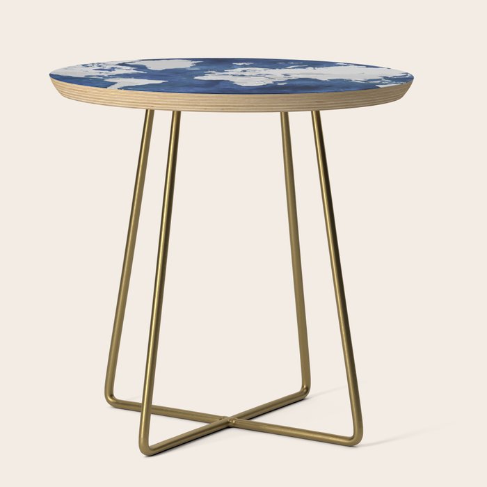Dark blue watercolor and grey world map Side Table Gallery Image 1