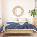 Dark blue watercolor and grey world map Duvet Cover Gallery Image 3