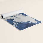 Dark blue watercolor and grey world map Yoga Mat Gallery Image 2