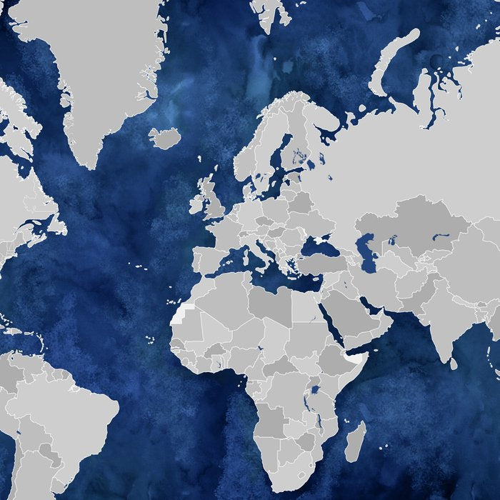 Dark blue watercolor and grey world map Coffee Mug Gallery Image 2