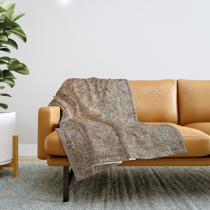 William Morris Antique Persian Floral Throw Blanket Gallery Image 1