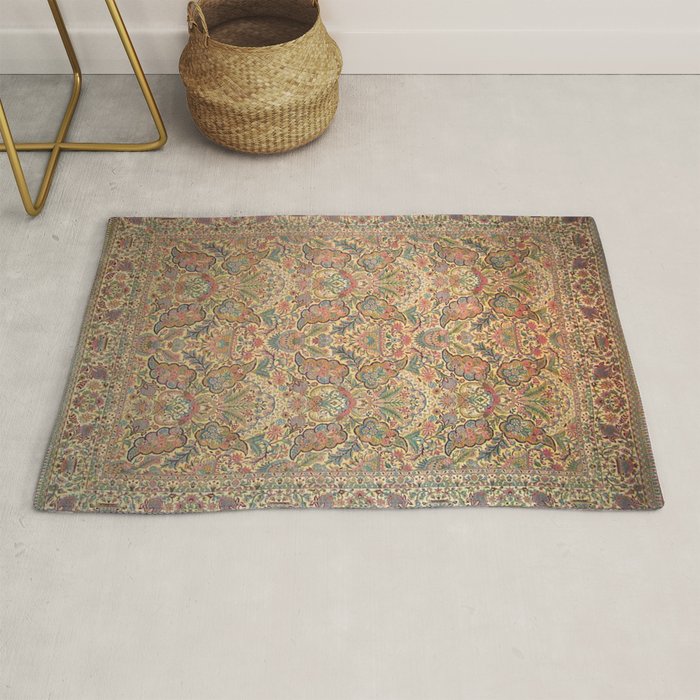 William Morris Antique Persian Floral Rug Gallery Image 1