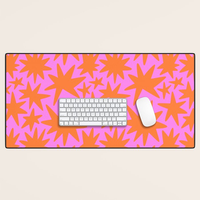 Retro pink star shape art pattern Desk Mat Gallery Image 1