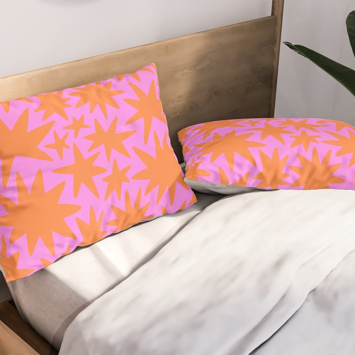 Retro pink star shape art pattern Pillow Sham Gallery Image 2
