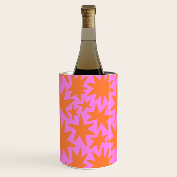 Retro pink star shape art pattern Wine Chiller Gallery Image 1