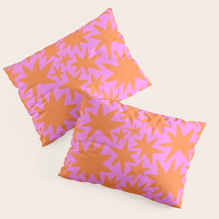 Retro pink star shape art pattern Pillow Sham Gallery Image 3