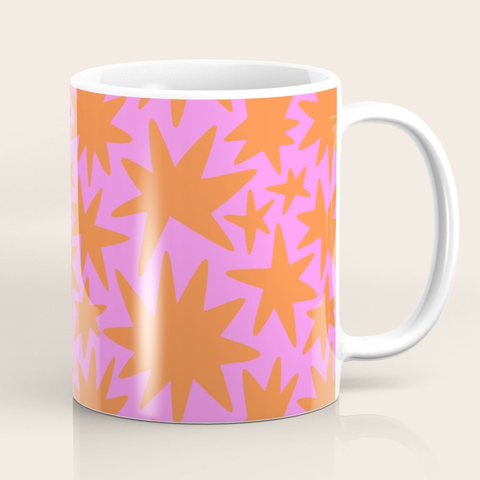 Retro pink star shape art pattern Coffee Mug Gallery Image 1