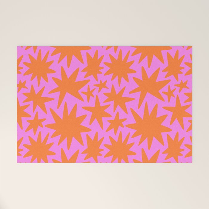Retro pink star shape art pattern Welcome Mat Gallery Image 1
