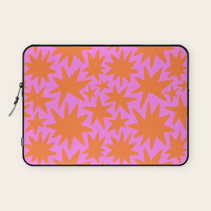 Retro pink star shape art pattern Laptop Sleeve Gallery Image 1