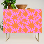 Retro pink star shape art pattern Credenza Gallery Image 1