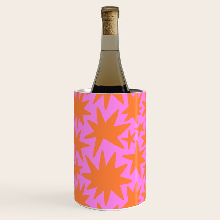Retro pink star shape art pattern Wine Chiller Gallery Image 3