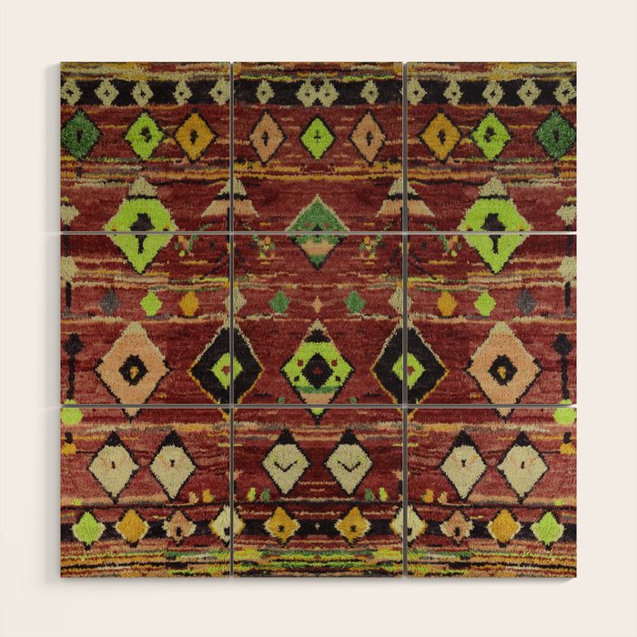 Moroccan Sunset Bohemian Geometric Pattern Wood Wall Art Gallery Image 1