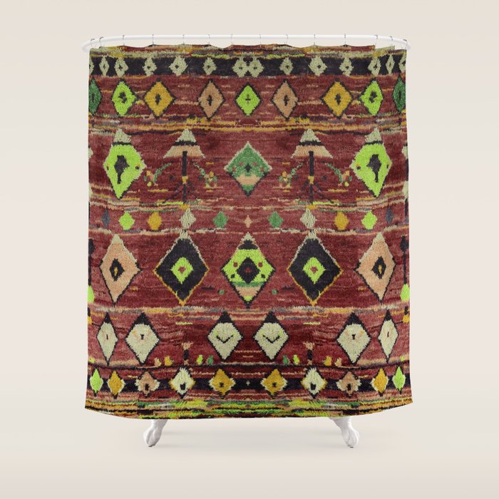 Moroccan Sunset Bohemian Geometric Pattern Shower Curtain Gallery Image 1