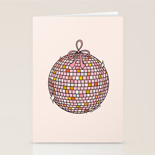Bow Disco Ball Stationery Card Gallery Image 1
