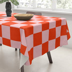 Checkered Triplet Mixed Check Pattern in Orange and Pink Tones Tablecloth Gallery Image 3