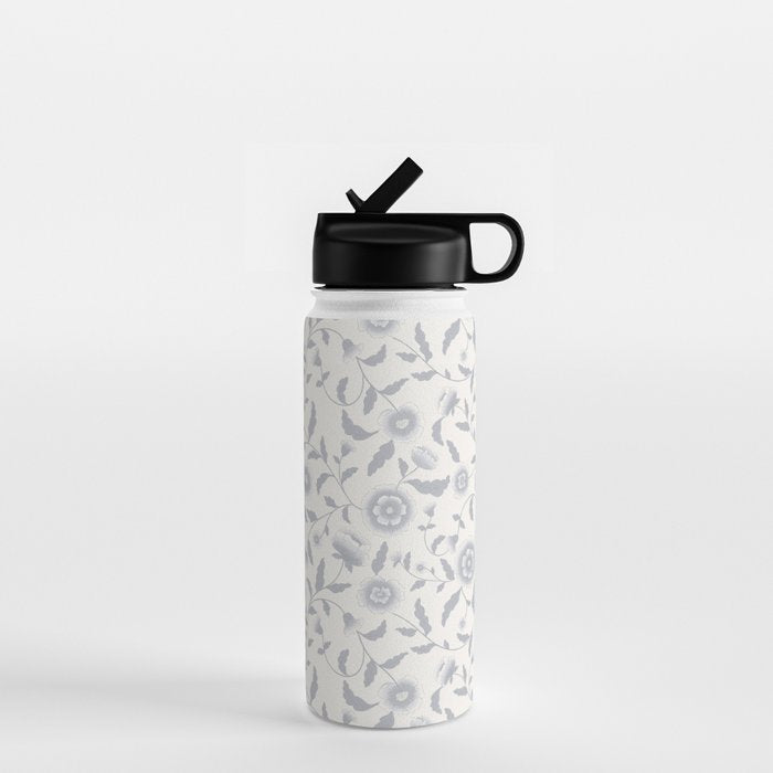 Vintage Trailing Floral - Blue and White Water Bottle Gallery Image 1