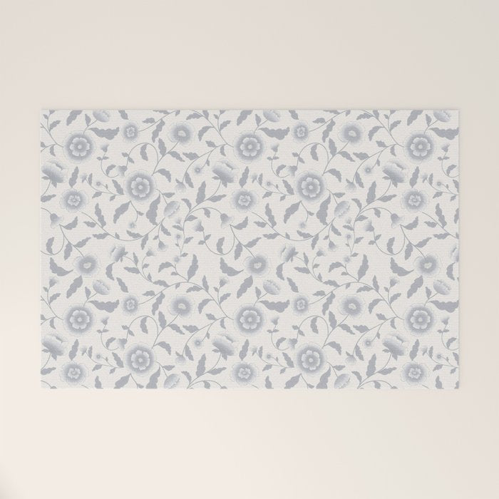 Vintage Trailing Floral - Blue and White Welcome Mat Gallery Image 1