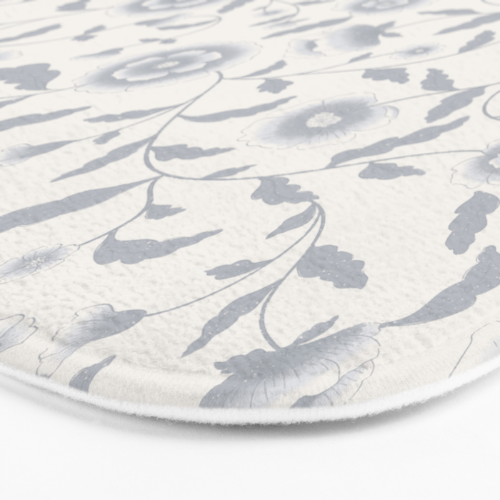 Vintage Trailing Floral - Blue and White Bath Mat Gallery Image 3