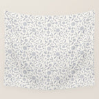 Vintage Trailing Floral - Blue and White Wall Tapestry Gallery Image 4