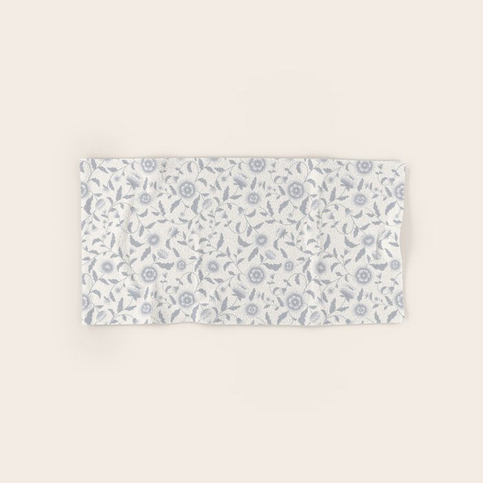 Vintage Trailing Floral - Blue and White Bath Towel Gallery Image 1